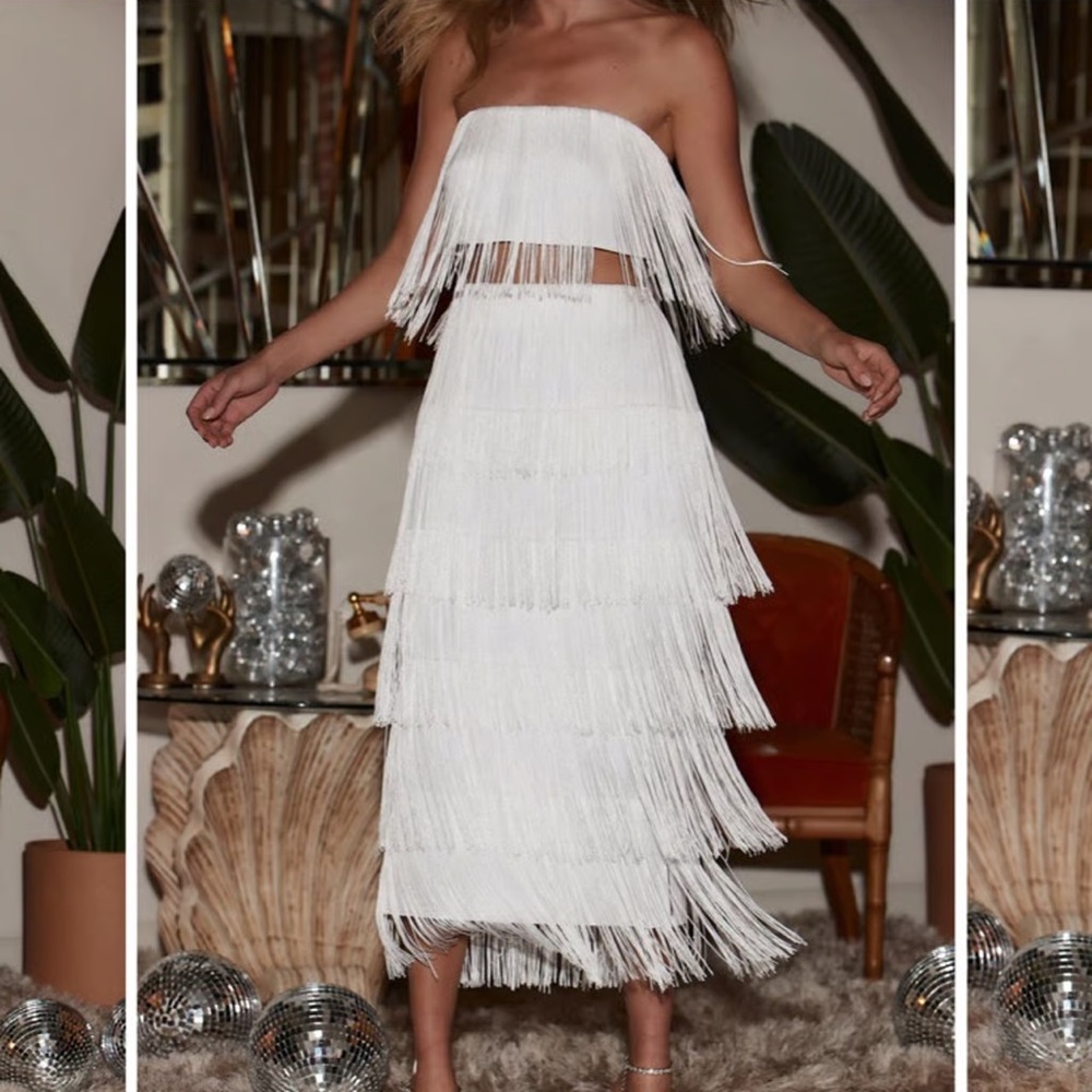 12th Tribe White Tassel Gatsby Two Piece Set
